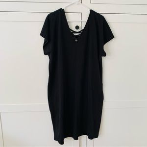 Lane Bryant Black Cap Sleeve V Neck Straight Pocket Midi Dress Size 18/20